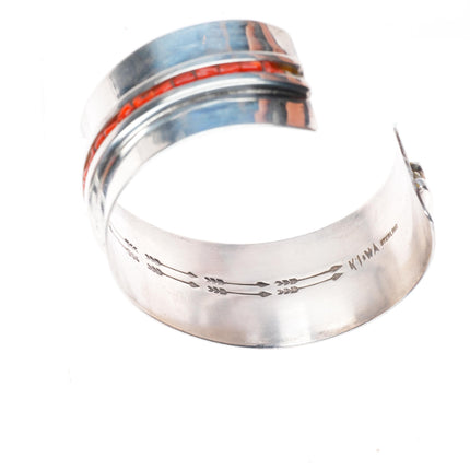 6.6" Alois Wagner Santo Domingo (Kewa) sterling silver coral cuff bracelet