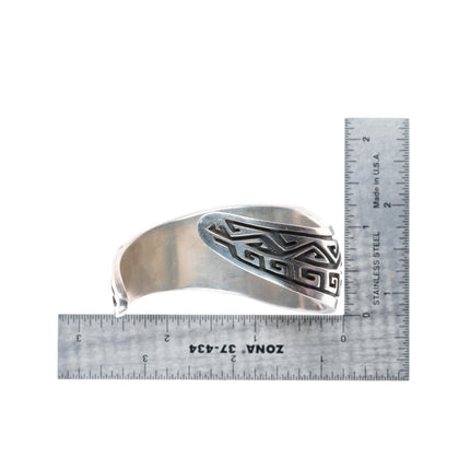 6.5" Vintage Zuni intarsia inlay southwestern sterling silver cuff bracelet