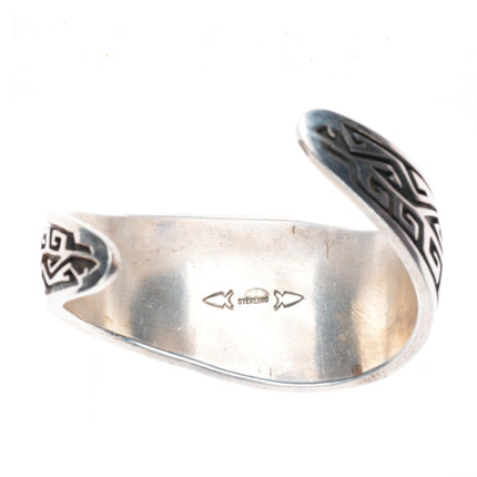 6.5" Vintage Zuni intarsia inlay southwestern sterling silver cuff bracelet