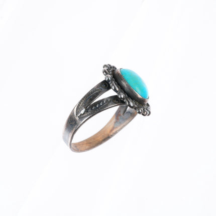 sz7.5 vintage Bell Trading Post sterling silver turquoise stamped sides ring