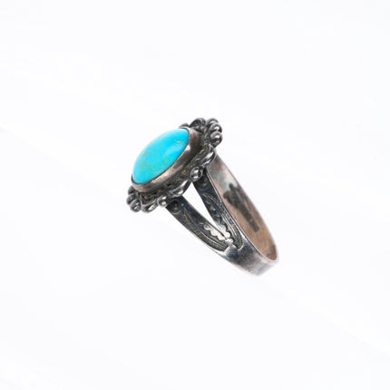 sz7.5 vintage Bell Trading Post sterling silver turquoise stamped sides ring