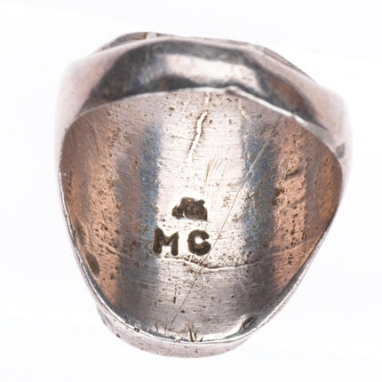 sz11 Vintage MC Native American sterling silver intarsia inlay men's ring