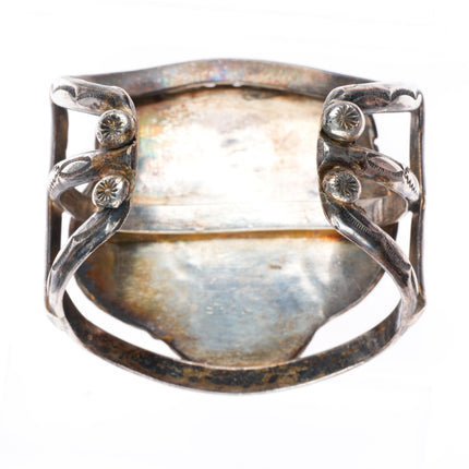 6.3" Big Vintage Navajo sterling silver cuff bracelet with nice turquoise