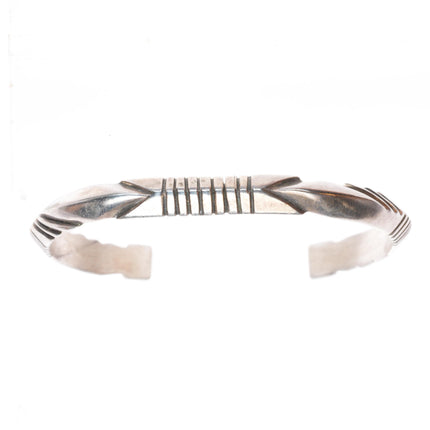 6.4" Lewis Lomay Hopi Chiseled carinated sterling silver cuff bracelet