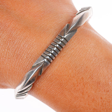 6.4" Lewis Lomay Hopi Chiseled carinated sterling silver cuff bracelet
