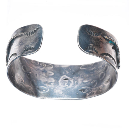 7" c1940's Navajo sterling silver thunderbird snakes Fred Harvey cuff bracelet