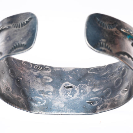 7" c1940's Navajo sterling silver thunderbird snakes Fred Harvey cuff bracelet