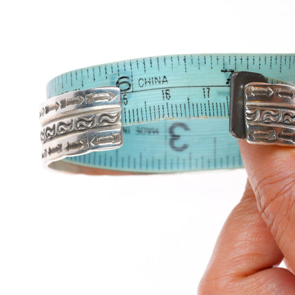 7" vintage Navajo sterling silver RL deep stamped arrows cuff bracelet