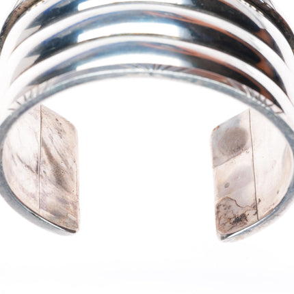 6.25" heavy vintage Navajo sterling silver wide cuff bracelet