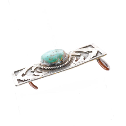 1.5" vintage Navajo sterling silver thunderbird belt buckle with nice turquoise