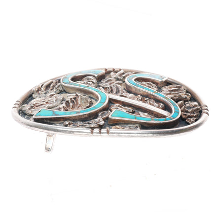 1.75" Alberto Contreras southwestern modernist sterling turquoise belt buckle