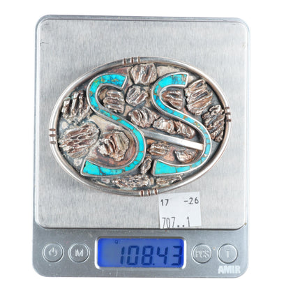 1.75" Alberto Contreras southwestern modernist sterling turquoise belt buckle