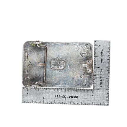 1.5" Clint Orms 14k yellow gold Sterling silver % hand engraved belt buckle