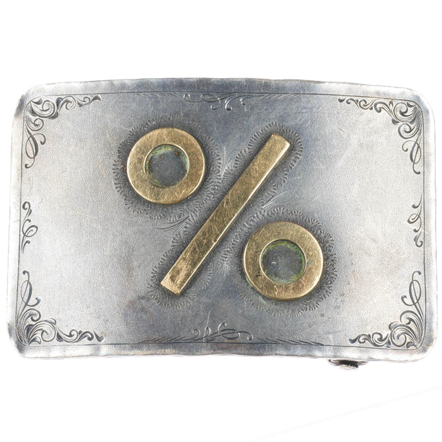 1.5" Clint Orms 14k yellow gold Sterling silver % hand engraved belt buckle