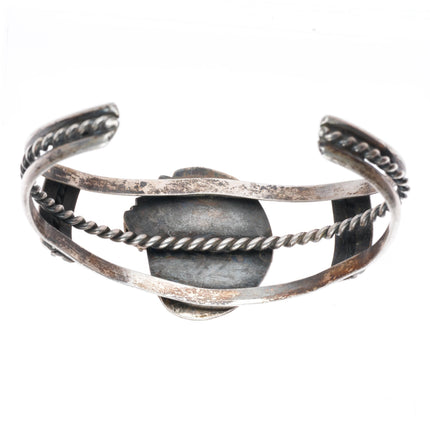 6.4" vintage Navajo sterling silver waterweb Kingman turquoise cuff bracelet