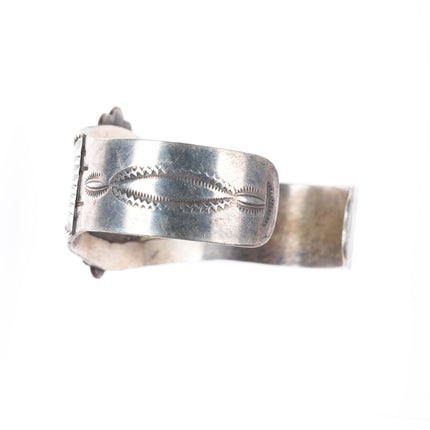 6.2" c1940's Navajo sterling silver Red spiderweb turquoise cuff bracelet
