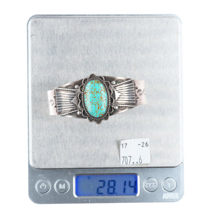 6.2" c1940's Navajo sterling silver Red spiderweb turquoise cuff bracelet