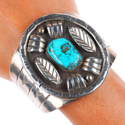 6.5" Pat Chee Navajo Stormy Mountain Turquoise sterling silver cuff bracelet
