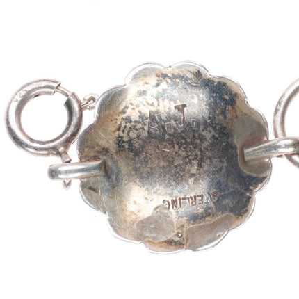 8" Vintage Abel Toledo Navajo sterling silver turquoise concho link bracelet