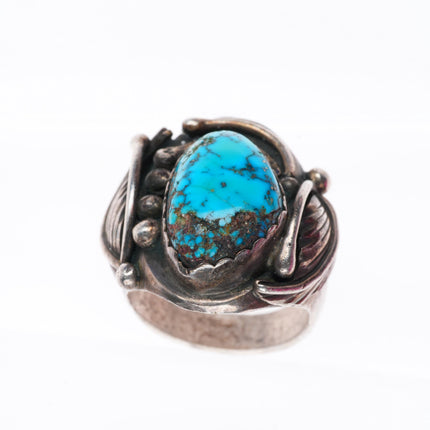 sz11 vintage Navajo sterling silver high grade turquoise size 11 men's ring