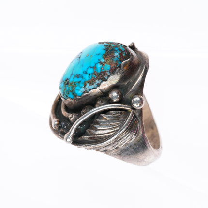sz11 vintage Navajo sterling silver high grade turquoise size 11 men's ring