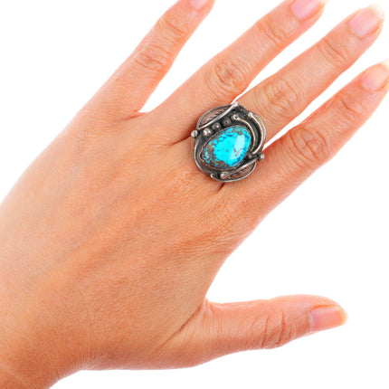 sz11 vintage Navajo sterling silver high grade turquoise size 11 men's ring
