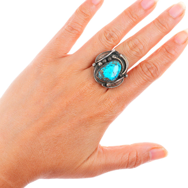 sz11 vintage Navajo sterling silver high grade turquoise size 11 men's ring
