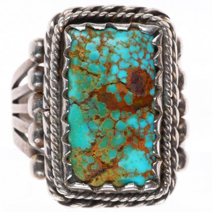 sz8.5 c1930 Navajo red spiderweb turquoise sterling silver size 8.5 ring