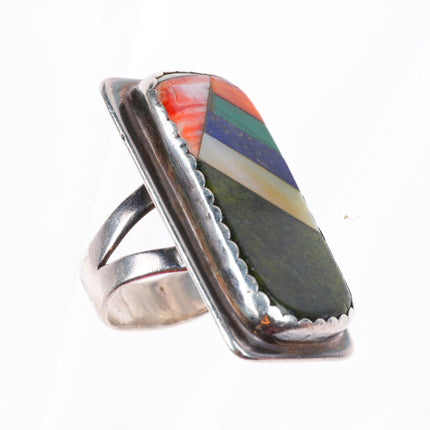 sz9 Jimmy Calabaza, “Ca’Win” Santo Domingo sterling silver inlaid ring