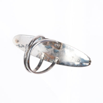 sz6 vintage Navajo sterling silver long pointy ring with nice turquoise