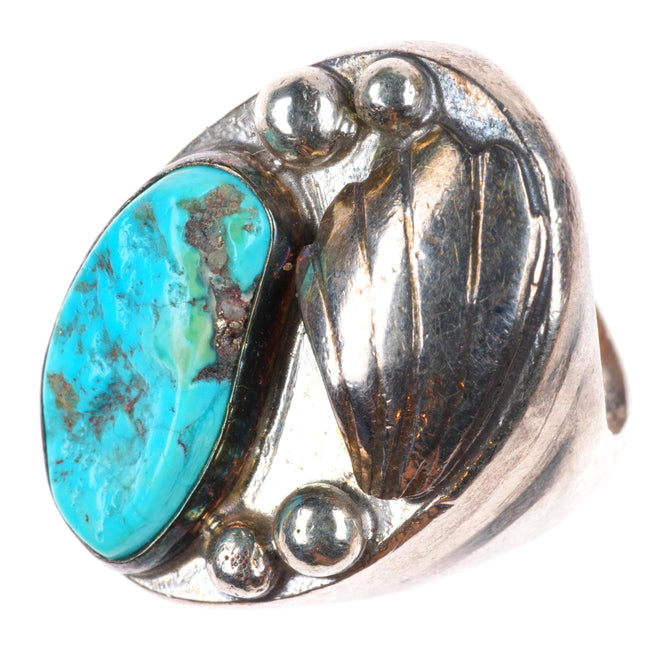 sz11 vintage Navajo sterling silver men's ring with turquoise size 11