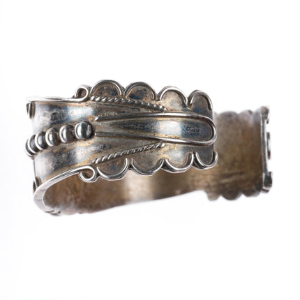 6.5" c1950 Blue Gem Turquoise Navajo sterling silver cuff bracelet