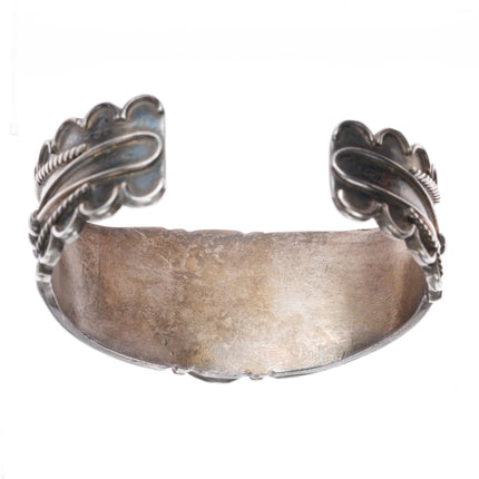 6.5" c1950 Blue Gem Turquoise Navajo sterling silver cuff bracelet