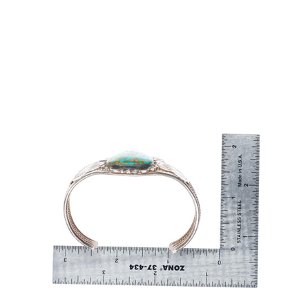 6.5" 1940's Blue Gem Turquoise Navajo sterling silver cuff bracelet