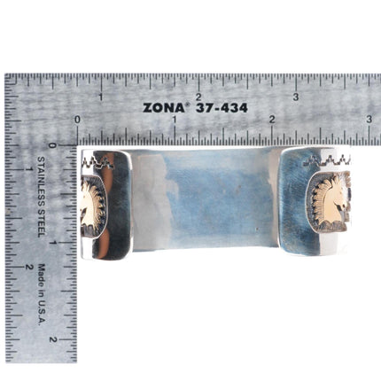 7" Dina Huntinghorse 14k sterling silver turquoise Native American cuff bracelet