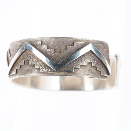 6.4" R.J. Scott Navajo sterling silver modernist tufa cast cuff bracelet