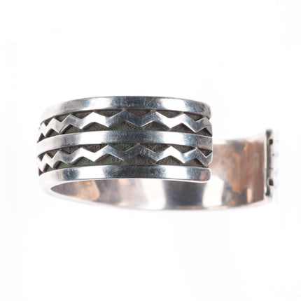 7" Allison "Snowhawk" Lee Navajo sterling silver deep stamped cuff bracelet