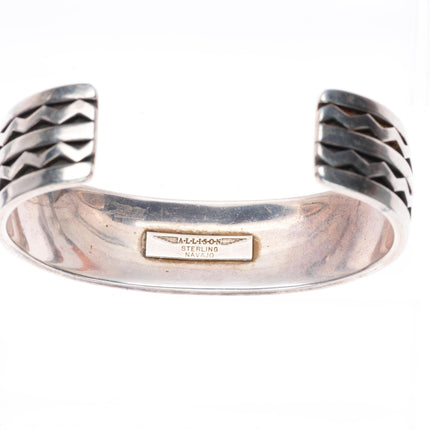 7" Allison "Snowhawk" Lee Navajo sterling silver deep stamped cuff bracelet