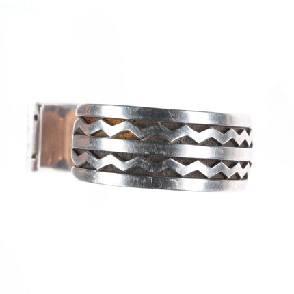 7" Allison "Snowhawk" Lee Navajo sterling silver deep stamped cuff bracelet