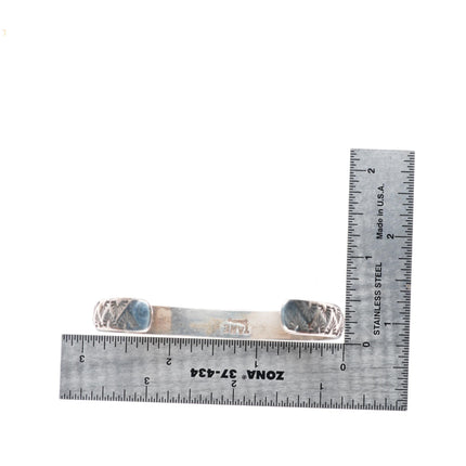 7" Tahe Navajo deep stamped sterling silver slim stacker cuff bracelet
