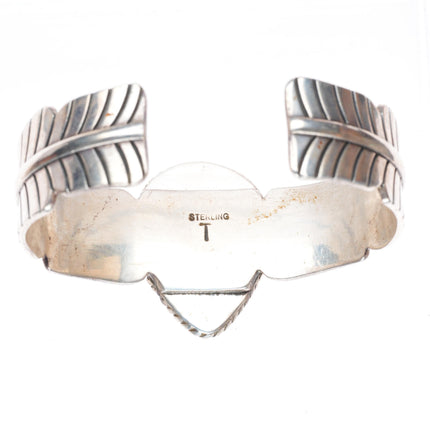6.6"  Joe Tom Navajo sterling silver turquoise cuff bracelet