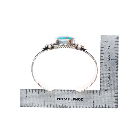 6.6"  Joe Tom Navajo sterling silver turquoise cuff bracelet
