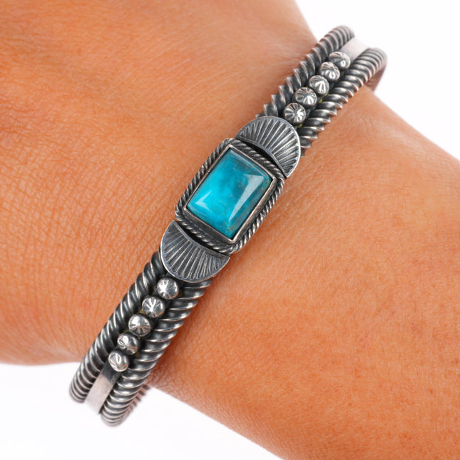 6.4" Harry Morgan Navajo Bisbee Turquoise sterling silver cuff bracelet