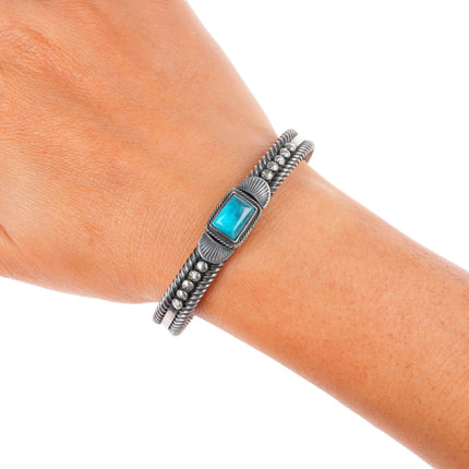 6.4" Harry Morgan Navajo Bisbee Turquoise sterling silver cuff bracelet