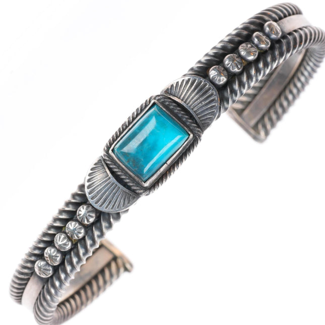 6.4" Harry Morgan Navajo Bisbee Turquoise sterling silver cuff bracelet