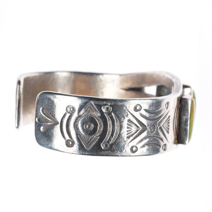 7.5" 40's-50's vintage Navajo sterling silver green turquoise cuff bracelet