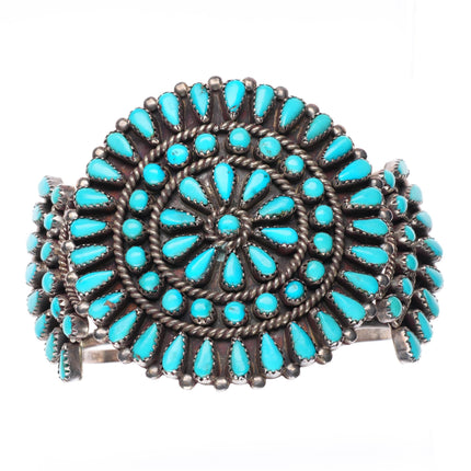 6.6" Lebert Louise Kaskalla Zuni sterling silver turquoise cluster cuff bracelet