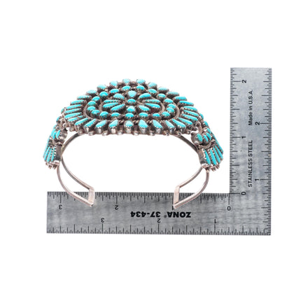 6.6" Lebert Louise Kaskalla Zuni sterling silver turquoise cluster cuff bracelet