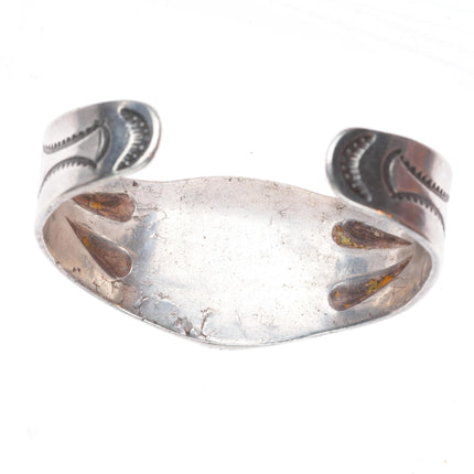6.5" 1920's-30's Antique Navajo Ingot silver cuff bracelet Royston turquoise