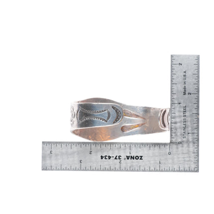 6.5" 1920's-30's Antique Navajo Ingot silver cuff bracelet Royston turquoise